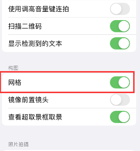 费县苹果手机维修网点分享iPhone如何开启九宫格构图功能